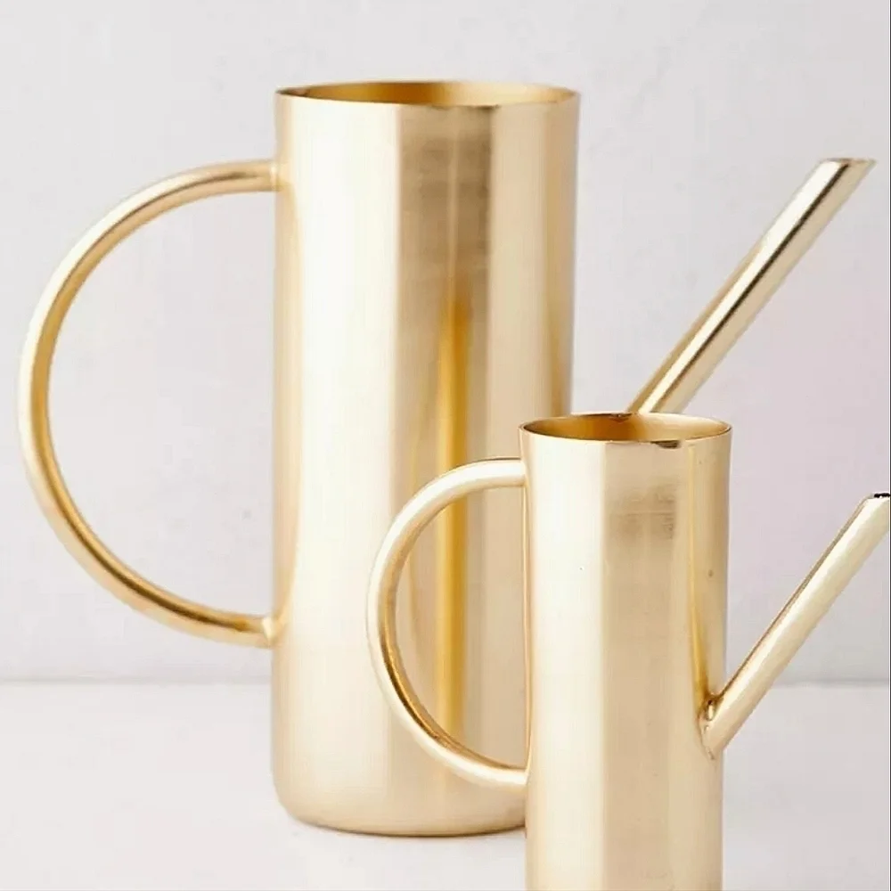 Roxy Watering Can Vase in Rubbed Gold Tone Size Large NWT